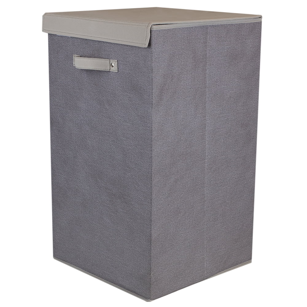 Home Basics Collection Rectangular Faux Jute Laundry Hamper with Velcro