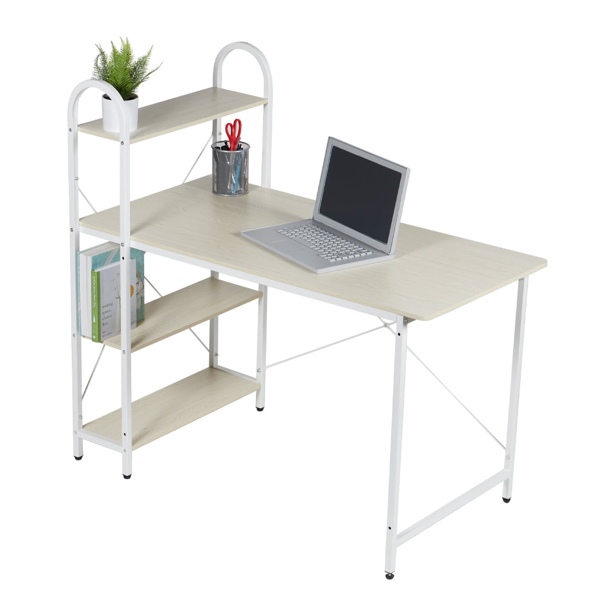 Home Basics Computer Desk With Shelves, Oak/White - Walmart.com