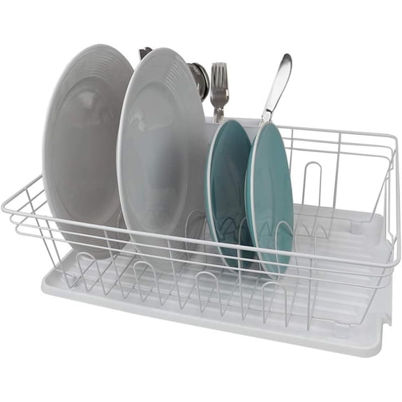 Home Basics Contempo 3 Piece Dish Rack, White