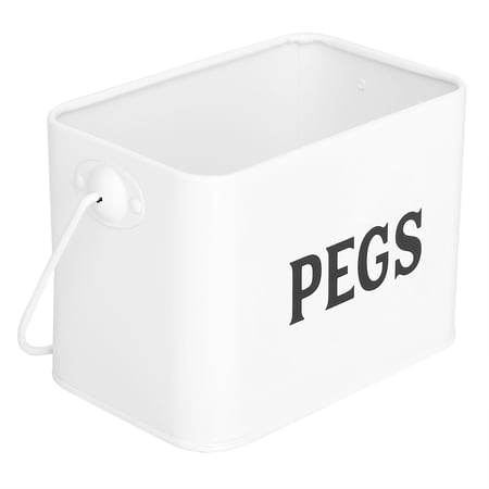 Home Basics Countryside Tin Peg Holder with Handle, White