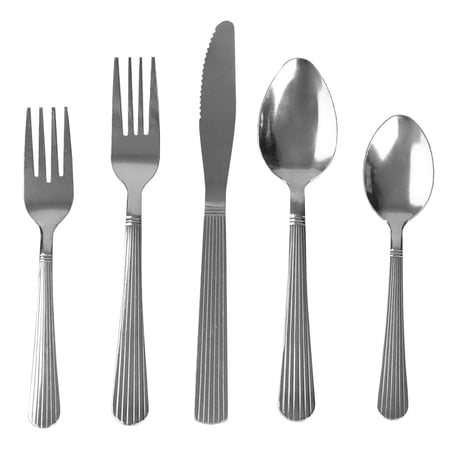 Home Basics Danbury 20 Piece Stainless Steel Flatware Set, Silver