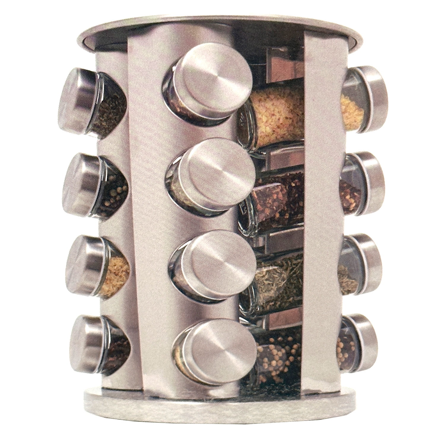 Home Basics Deluxe 16 Piece Revolving Spice Rack, Stainless Steel, 7 ...