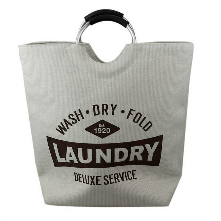 Home Basics Deluxe Service Wash Dry Fold Canvas Laundry Tote with
