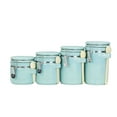 thumbnail image 1 of Home Basics Donuts 4 Pieces Ceramic Canister Set With Spoons, Turquoise, 1 of 9