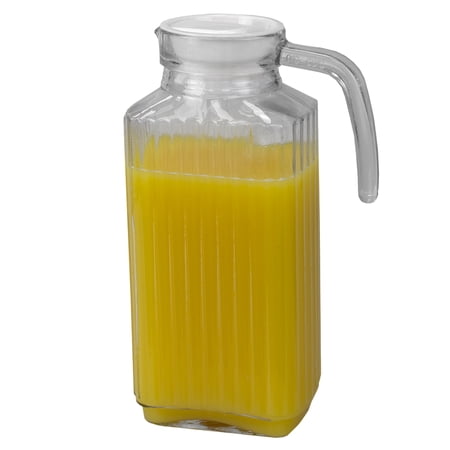 Home Basics Embellished Glass 1.8 Lt Beverage Pitcher with No-Mess Pouring Spout, Clear (3-Pack)