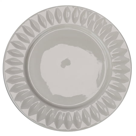 Home Basics Embossed Circle 10.5" Ceramic Dinner Plate, White