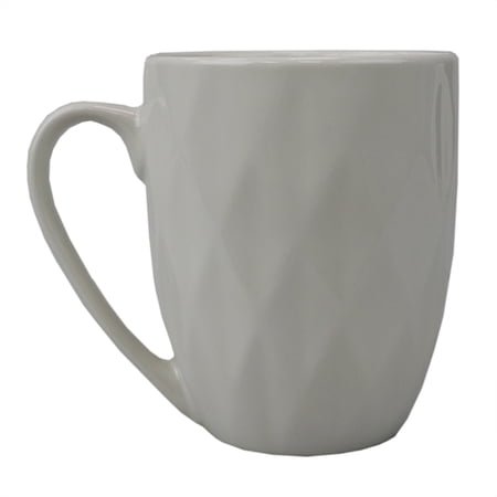 Home Basics Embossed Circle 11.5 oz. Ceramic Mug, White