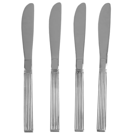 Home Basics Eternity Mirror Finish 4 Piece Stainless Steel Dinner Knife Set, Silver
