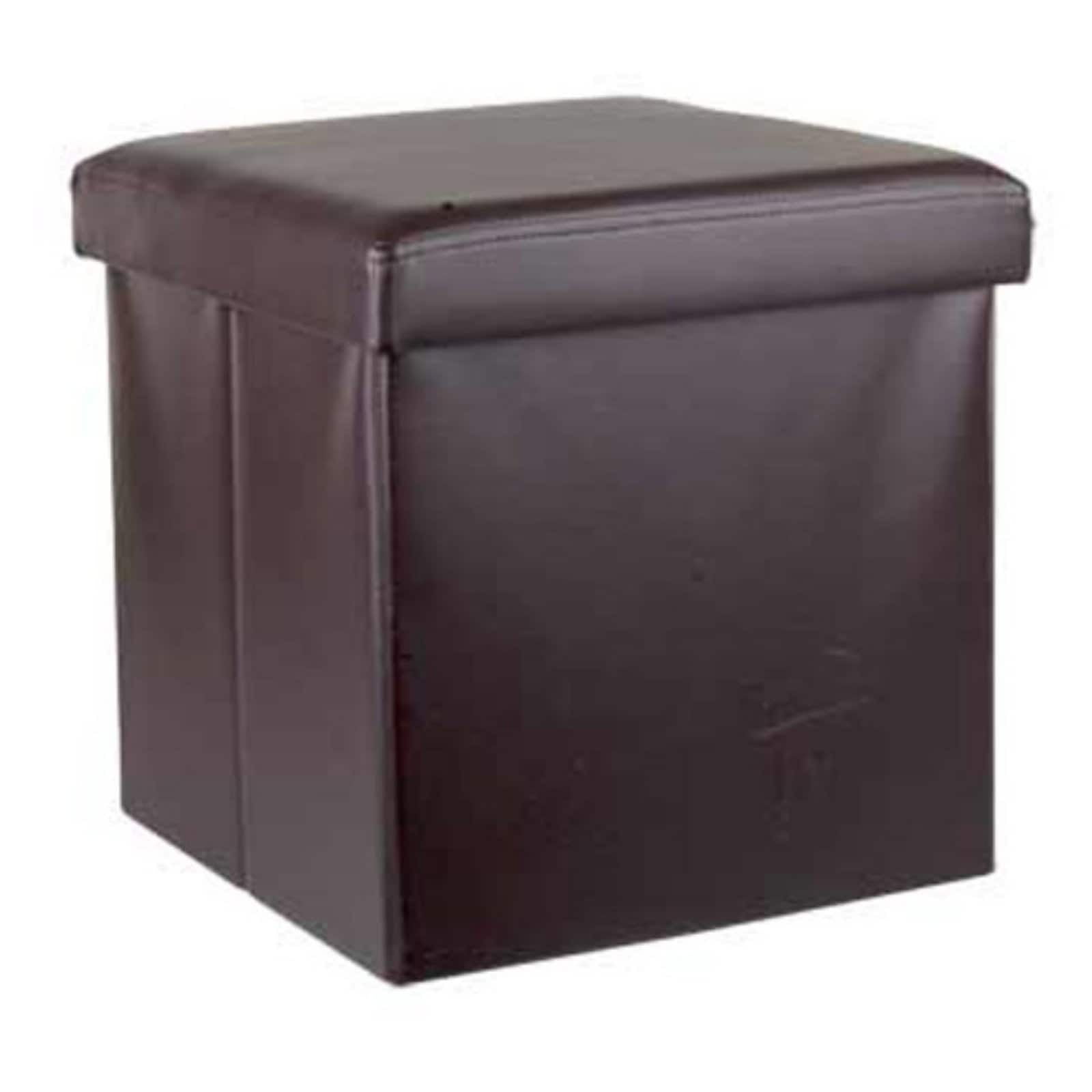 Home Basics Faux Leather Storage Cube, Brown