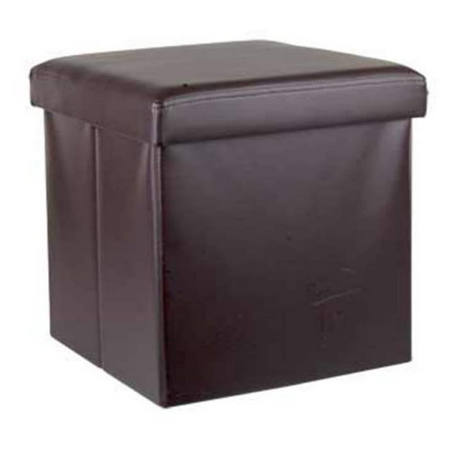 Home Basics Faux Leather Storage Cube, Brown