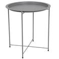thumbnail image 1 of Home Basics Foldable Round Multi-Purpose Side Accent Metal Table, Matte Grey, 1 of 5