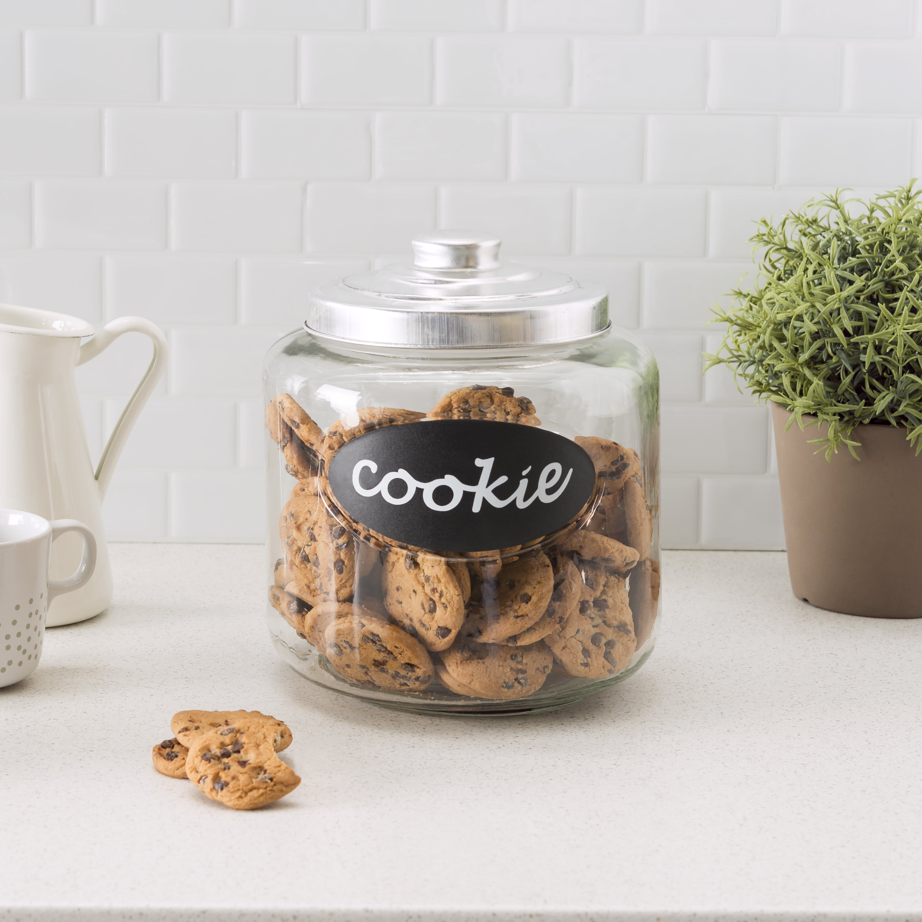Masthome Glass Jar with Lids,1.5 Gallon Cookie Jar with 15 Food Storage  Bags,Cookie Jars for Kitchen Counter,Clear Glass Jars for Flour Candy  Cookie