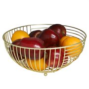 Home Basics Halo Large Capacity Steel Fruit Bowl, Gold