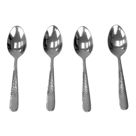 Home Basics Hammered Stainless Steel Tea Spoons, Silver