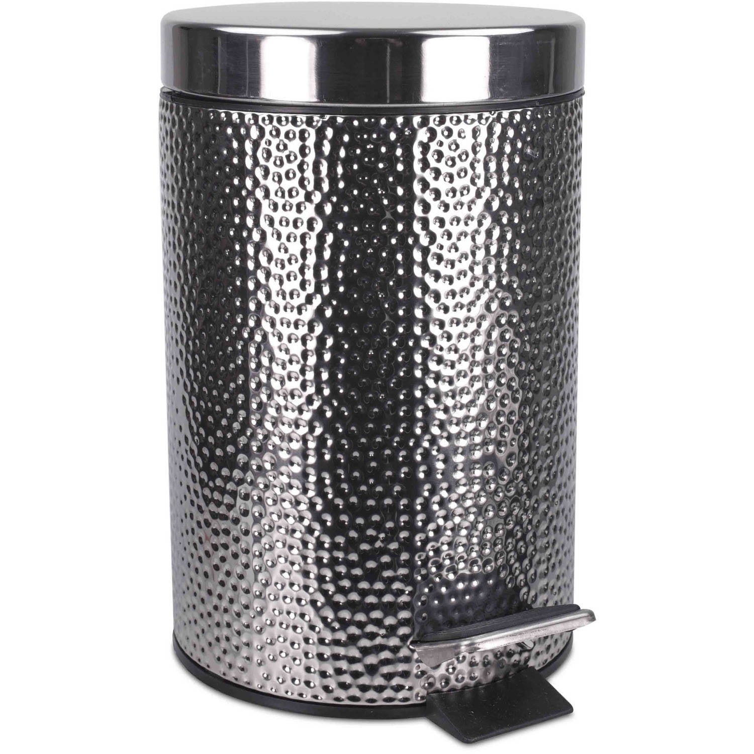 Home Basics Hammered Stainless Steel Waste Bin