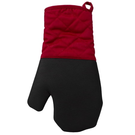 Home Basics Heat-Resistant Silicone Textured Grip Oven Mitt, Red
