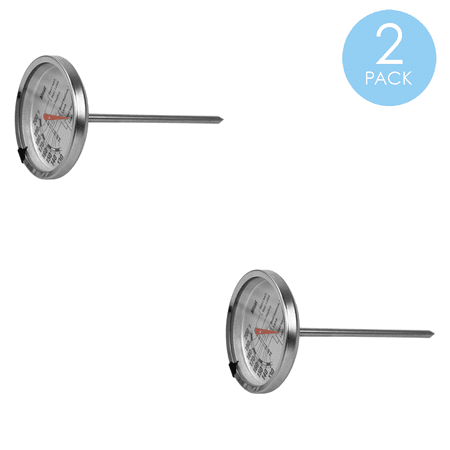 Home Basics Instant Read Large Stainless Steel Mechanical Meat Thermometer, Silver, 2 Pack