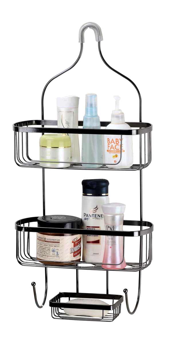 Home Basics Large Metal Shower Caddy, Black