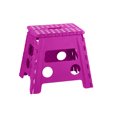 Home Basics Large Plastic Folding Stool with NonSlip Dots, Pink