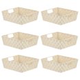 thumbnail image 1 of Home Basics Large Polyester Woven Strap Storage Bin With Handles, Ivory (6 Pack), 1 of 7