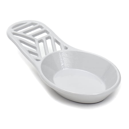 Home Basics Lines Cast Iron Spoon Rest, Grey