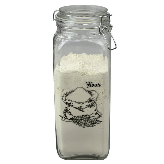 Home Basics Ludlow 67 Ounce Glass Canister with Metal Clasp, Clear