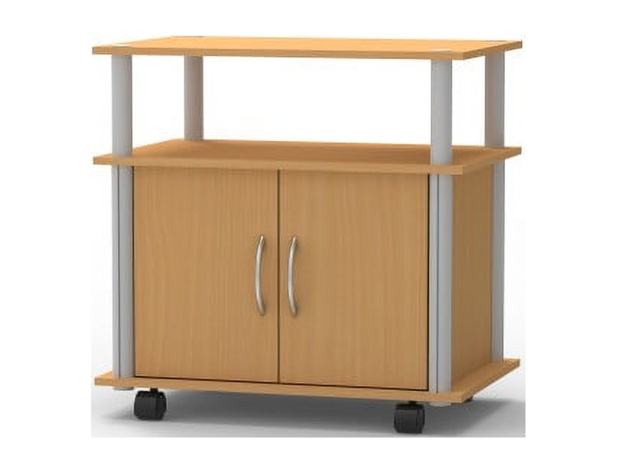 Home Basics MDF Rolling Wood TV Stand with Natural