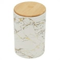 thumbnail image 1 of Home Basics Marble Like Large Ceramic Canister with Bamboo Top, White, 1 of 6