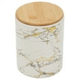 thumbnail image 1 of Home Basics Marble Like Medium Ceramic Canister with Bamboo Top, White, 1 of 3