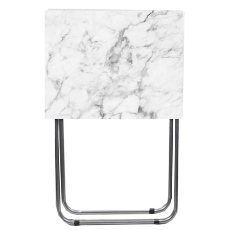 Home Basics Marble Multi-Purpose Foldable Table, Grey/White