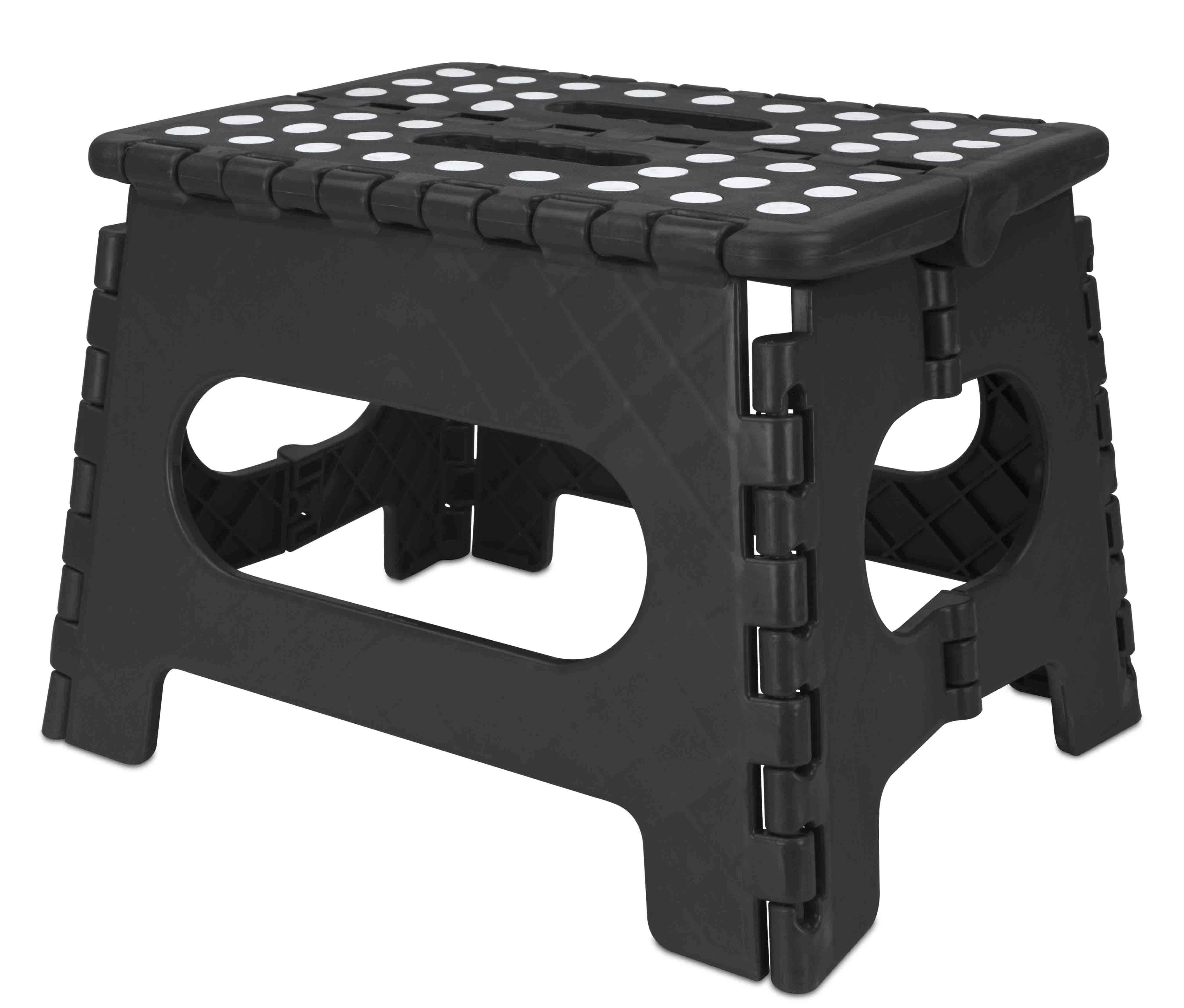 Home Basics Medium Foldable Plastic Stool with Non Slip Dots