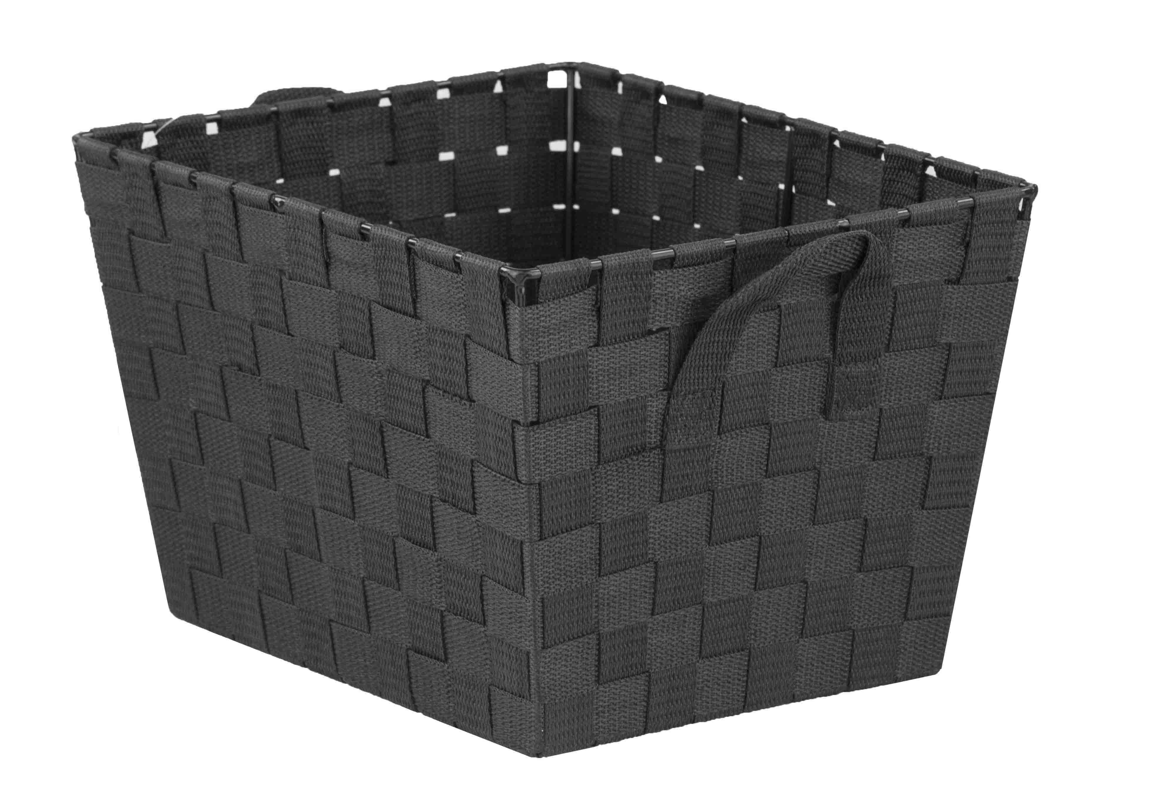 Black Medium Polyester Woven Strap Rectangular Storage Bin