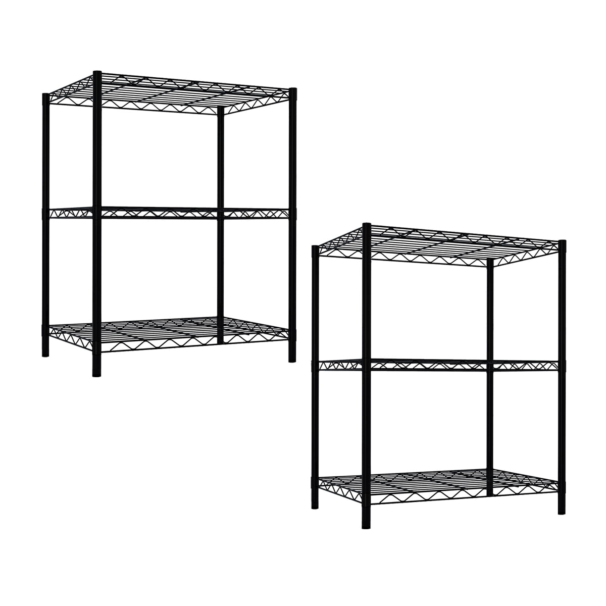 Home Basics Metal 3 Tier Wire Shelf, Black (2 Pack)