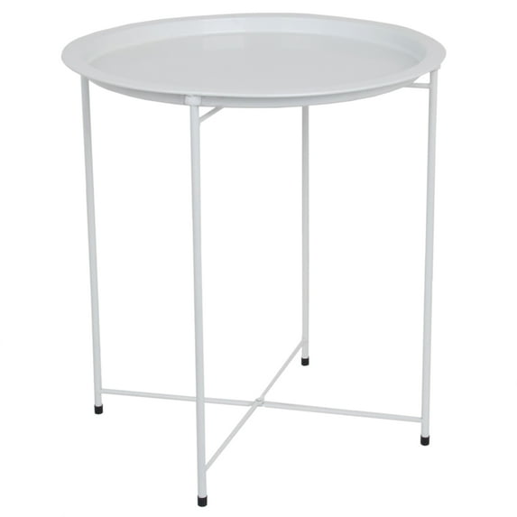 Home Basics Metal Foldable Accent Table, White