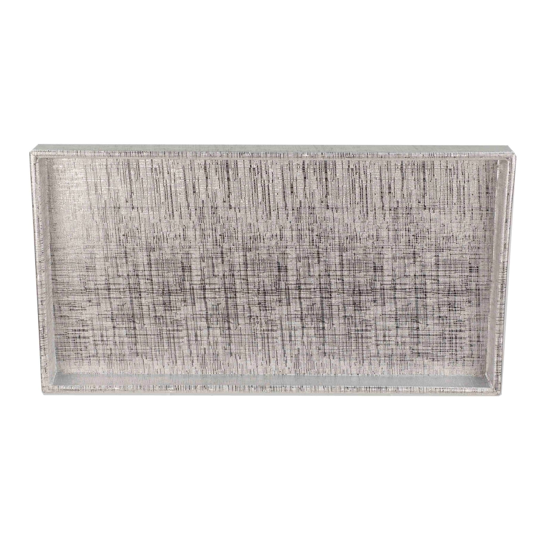 Silver Textured Metallic Weave Vanity Tray