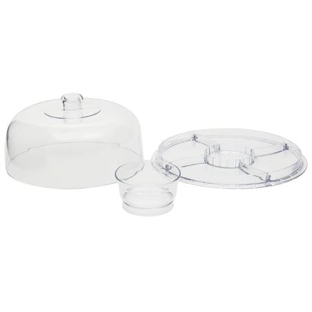 Home Basics Multi-Function Cake Plate, Clear