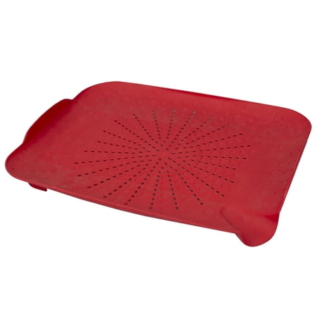 Home Basics Multi-Purpose Flat Sink Colander Food Prepping Strainer Board, Red