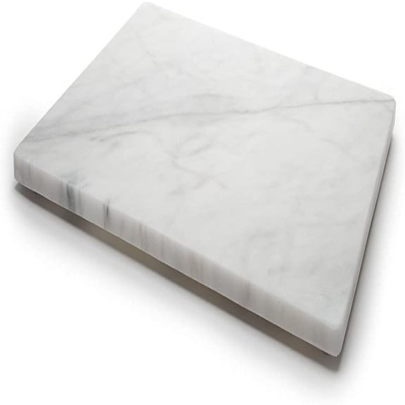 Home Basics Multi-Purpose Pastry Marble Tray Cutting Board Slab With Non-Slip Feet For Stability & Scratch Protection For Countertop. Easy To Clean,Trivet (8x12)