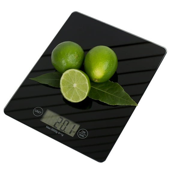 Home Basics Multi-functional Sleek Glass Digital Food Scale, Black