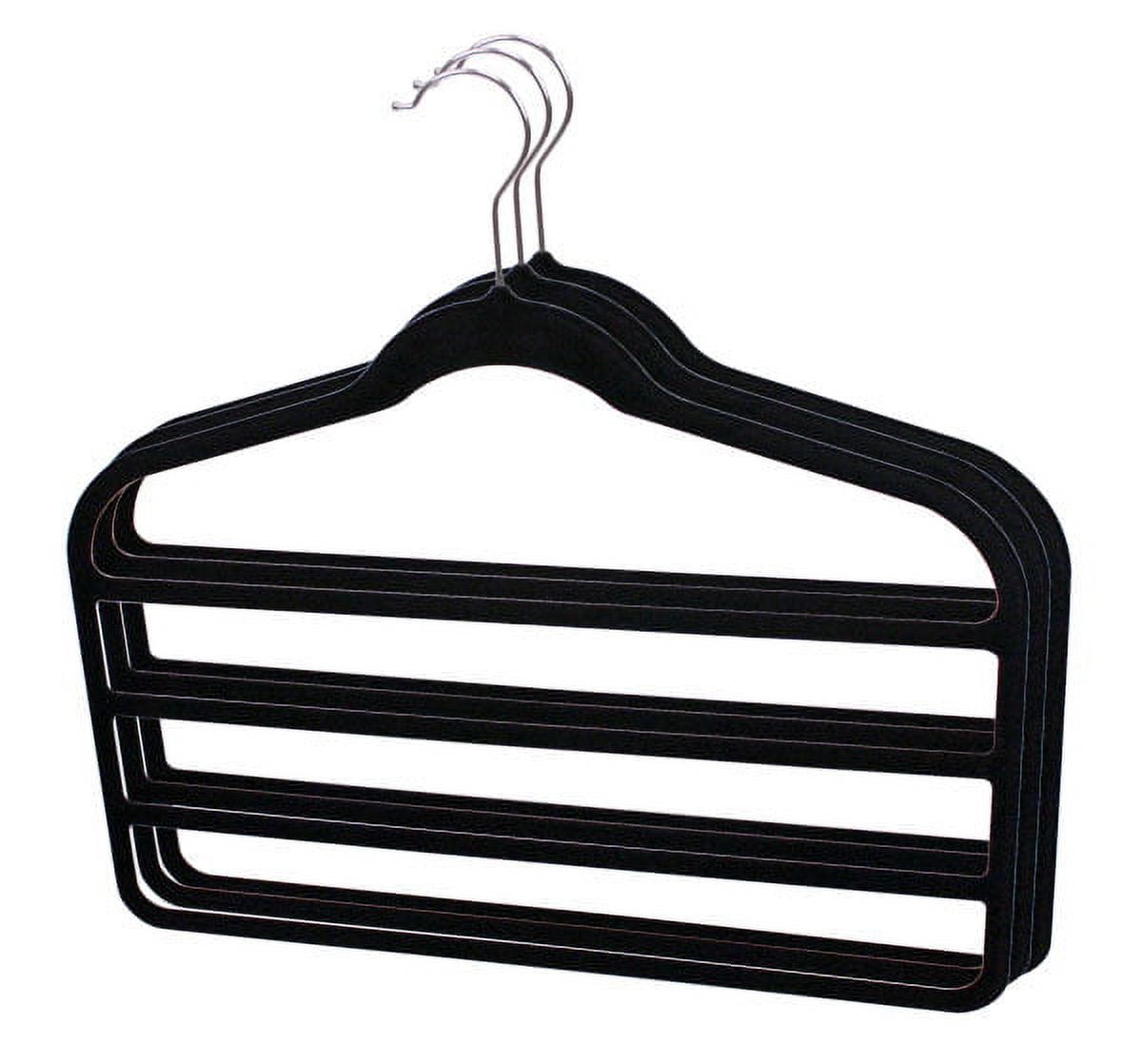 Home Basics Non Slip Velvet Pant Hanger, 3 Pack, Black