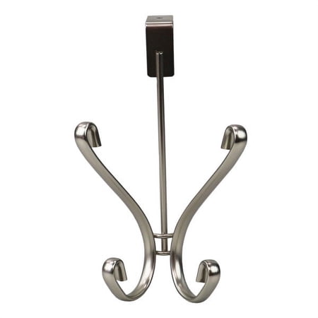 Home Basics Over the Door Double Hook, Satin Nickel
