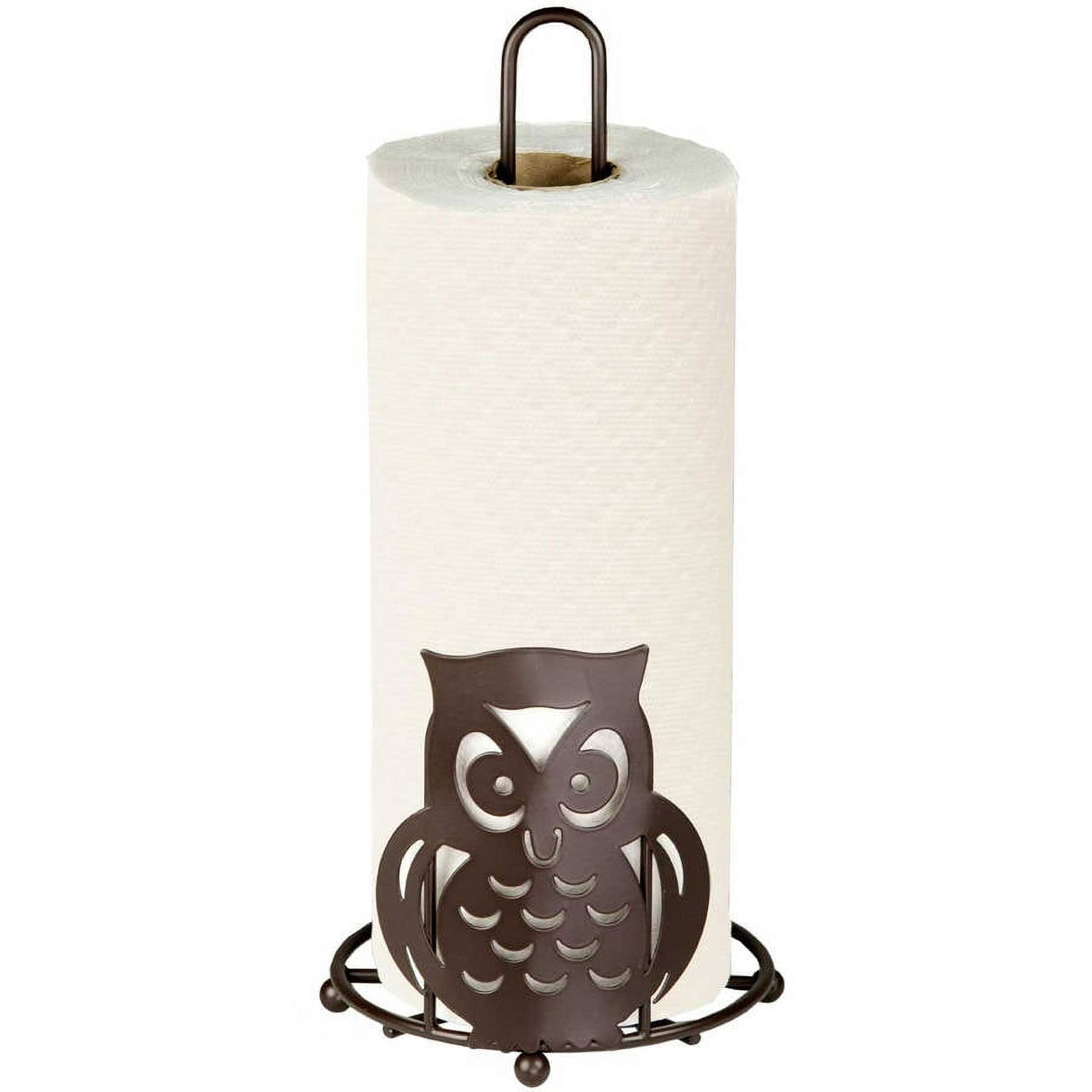 OwlGift Rustic White Wood Skull Paper Towel Holder Stand Up Paper Towel  Holder, Easy One-Handed Tear Kitchen Paper Towel Dispenser with