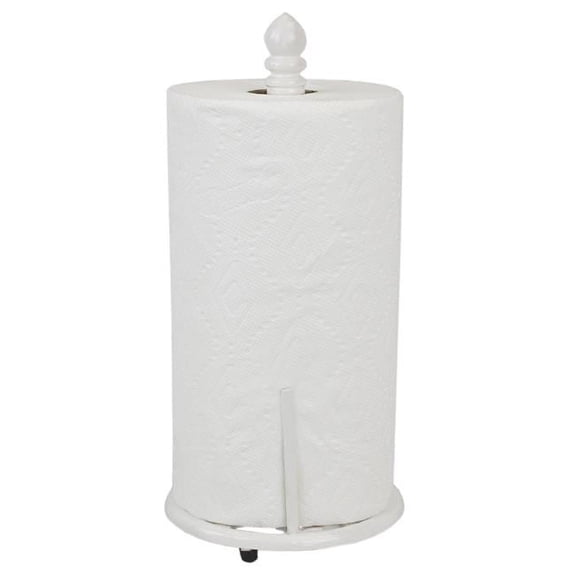 Home Basics PH45364 Home Basics Lattice Collection Cast Iron Paper Towel Holder, White