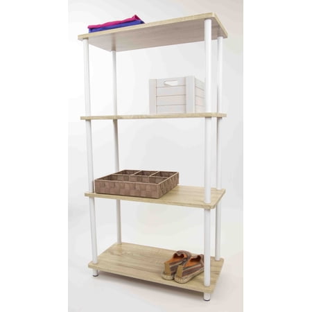 Home Basics Pine Wood 4-tier Rectangular Corner Shelf, Natural