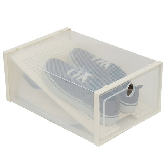 Home Basics Plastic 2 Pair Shoe Box With Divider, Clear, 13.75x9.5x6 Inches