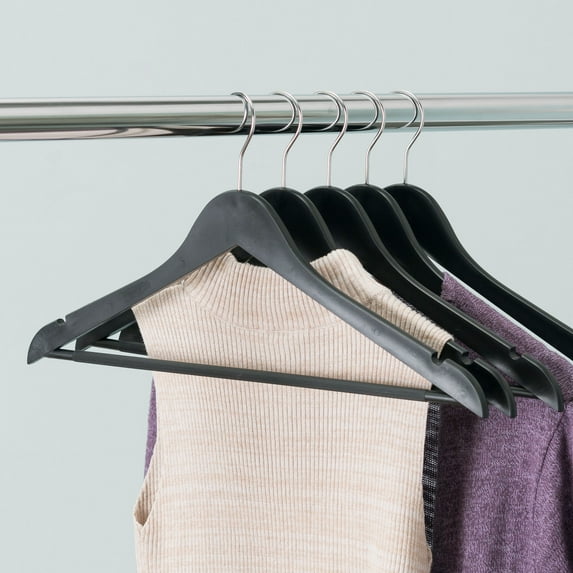 Home Basics Plastic Hangers, 5 Pack, Black