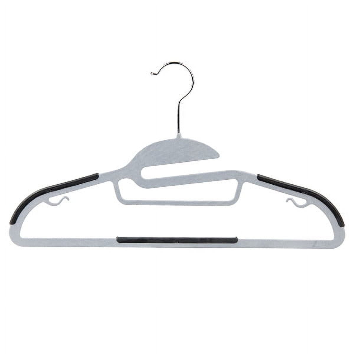 Shop'M Non Slip Velvet Clothing Hangers with Pants Clips, 20 Pack, Gray