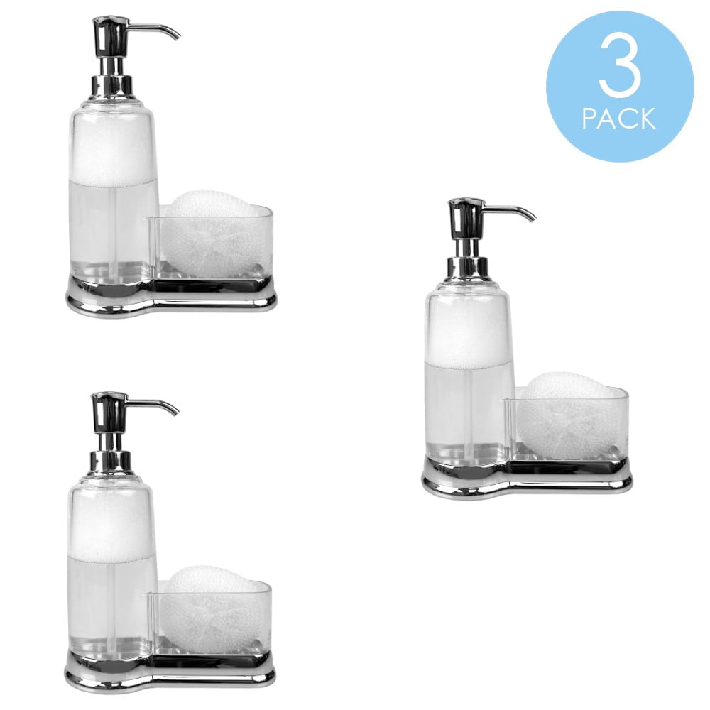 Home Basics Plastic Soap Dispenser with Sponge Compartment in