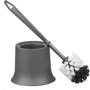 Home Basics Plastic Toilet Brush with Compact Holder, Grey