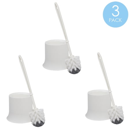 Home Basics Plastic Toilet Brush with Compact Holder, White